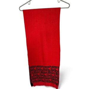 Pedro del Hierro Jeans Red & Black Logo Wool Scarf-Reversible